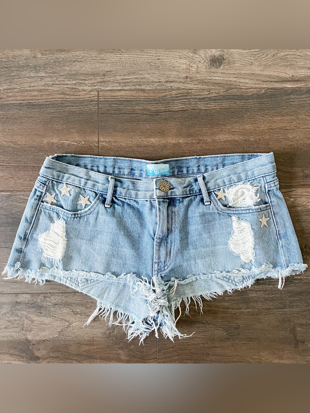 Show Me Your Mumu - Mumu Blue Cabo Distressed Cut-Off Denim Shorts